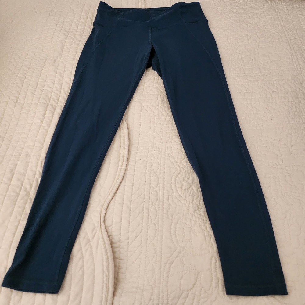 Prana Womens Yoga Leggings Small Teal Blue High Rise Athletic Workout Pants
